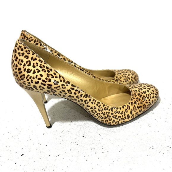 Stuart Weitzman High Heel Pumps Tan Brown Animal Print US 9M Classic Career Shoe - Picture 6 of 11